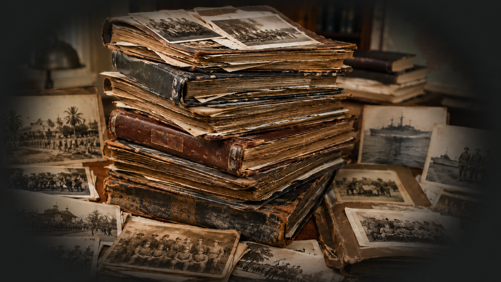 Historical photograph albums and family archive photographs